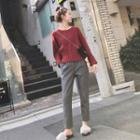 Cropped Sweater / Straight-cut Pants / Set