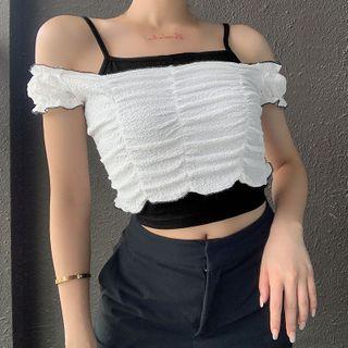 Set: Camisole Top + Short-sleeve Off-shoulder Top