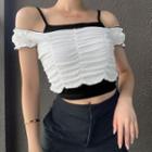 Set: Camisole Top + Short-sleeve Off-shoulder Top