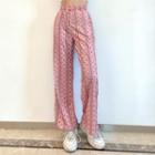 High-waist Print Straight Leg Pants Pink - One Size