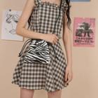 Zebra Printed Canvas Crossbody Pouch As Shown In Figure - One Size