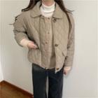 Collared Single-breasted Jacket Khaki - One Size