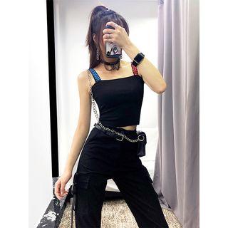 Sleeveless Lettering Crop Top