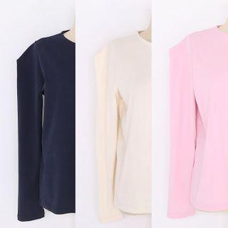 Sharp-shoulder Plain T-shirt