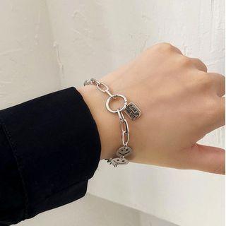 Smiley Alloy Bracelet 1 Pc - Smiley Alloy Bracelet - Silver - One Size