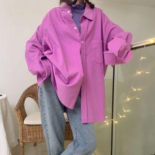 Plain Long-sleeve Shirt / Turtleneck T-shirt