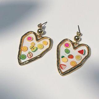 Fruit Print Alloy Heart Dangle Earring