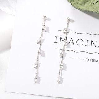 925 Sterling Silver Rhinestone Branches Dangle Earring 1 Pair - Silver - One Size