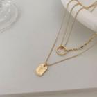 Alloy Tag & Hoop Pendant Layered Necklace Gold - One Size