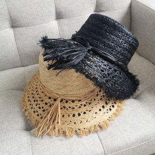 Furry Trim Straw Sun Hat