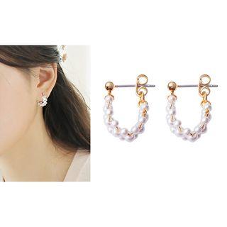 925 Sterling Silver Faux Pearl Dangle Earring 1 Pair - Pearl - One Size