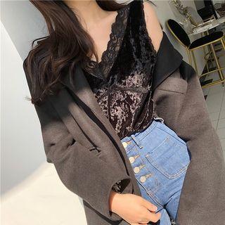 Lace V-neck Velvet Tank Top