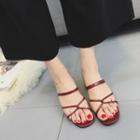Faux-leather Block-heel Slide Sandals