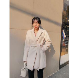 Peaked-lapel Flap-pocket Robe Jacket