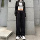 Star Embroidered Drawstring Wide-leg Pants