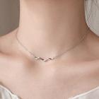925 Sterling Silver Wavy Bar Necklace