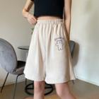 Bear Print Wide Leg Sweatshorts