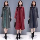 Long-sleeve Stand Collar Midi Knit Dress