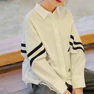 Long-sleeve Color-panel Shirt