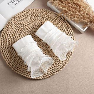 Frill Trim Cuffs White - One Size