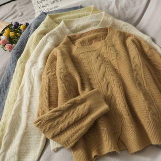 Square-neck Cropped Sweater