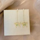 Butterfly Drop Earring 1 Pair - Silver Needle - Gold Plating - Butterfly Earrings - Gold - One Size