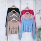 Round-neck Color Block Long-sleeve Knit Top