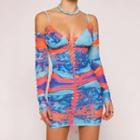 Cold-shoulder Tie-dyed Lace-up Sheath Dress