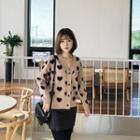 Heart Knitted Cardigan Beige - One Size