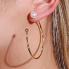 Faux Pearl Hoop Drop Earring 1 Pair - 01 - 7599 - Kc Gold - One Size