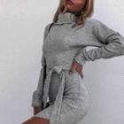 Long-sleeve Tie-waist T-shirt Dress