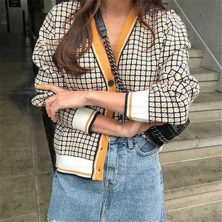 Plaid Cardigan Khaki - One Size