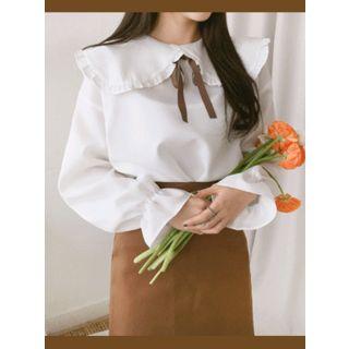 Frill-collar Puff-sleeve Blouse