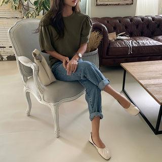 Puff-sleeve Fleece Top