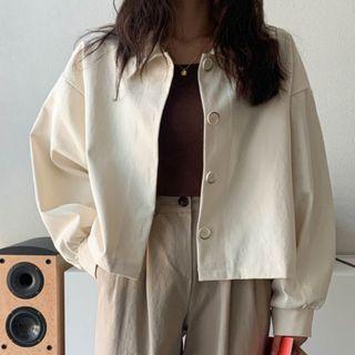 Drop-shoulder Shirred-back Jacket