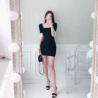 Square-neck Tie-back Minidress