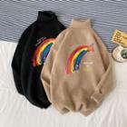 Rainbow Printed Turtle Neck Sweater