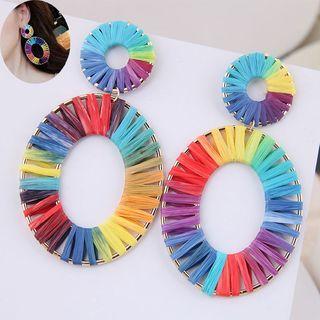 Thread Woven Oval Dangle Earring