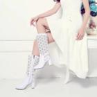 Genuine Leather Perforated Heeled Tall Boots