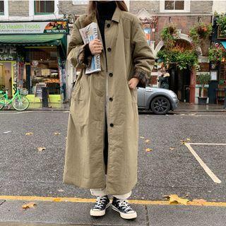 Check Trim Long Padded Coat