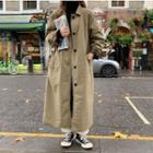 Check Trim Long Padded Coat