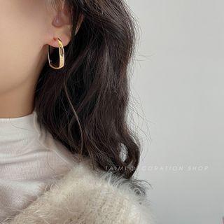 Square Alloy Hoop Earring Earrings - Square - Gold - One Size