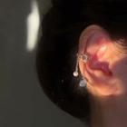 Bead Rhinestone Cuff Earring 1 Pair - Gold - One Size