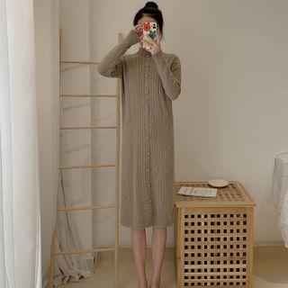 Buttoned Rib Knit Dress