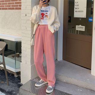 Elastic-waist Straight-leg Sports Pants