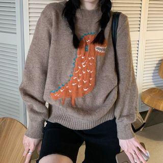 Dinosaur Sweater Khaki - One Size