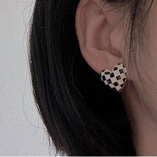 Heart Checker Alloy Earring