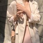 Single-breasted Cotton Trench Coat Ivory - One Size