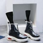 Platform Transparent Knit Mid-calf Boots