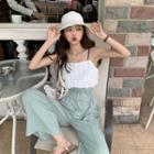 Frilled Camisole Top / Plain Loose-fit Pants
